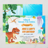 Dinosaur onder de zee gezamenlijk feest kaart (Voorkant / Achterkant)