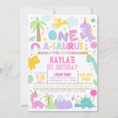 Dinosaur ONE A-Saurus 1er Anniversaire Invitation (Devant)