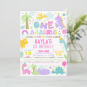 Dinosaur ONE A-Saurus 1er Anniversaire Invitation (Debout devant)