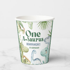 Dinosaur One-A-Saurus Boy 1st Birthday Party Invit Papieren Bekers