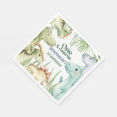 Dinosaur One-A-Saurus Boy 1st Birthday Party Invit Servet (Hoek)