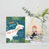 Dinosaur One-A-Saurus RAWR 1ste eerste verjaardag Kaart (Staand voorkant)