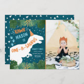 Dinosaur One-A-Saurus RAWR 1ste eerste verjaardag Kaart (Voorkant / Achterkant)