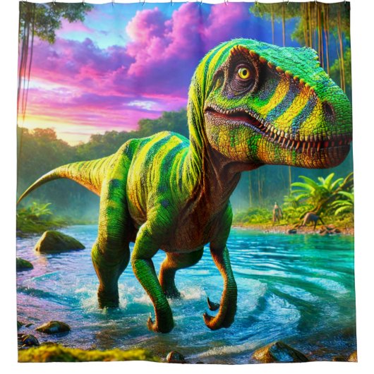 Dinosaur-ontwerp Douchegordijn (Voorkant)