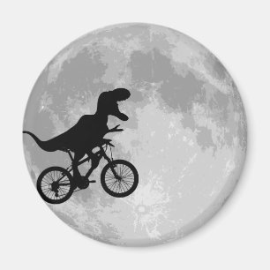 Dinosaur op een bike in Sky met maan Magneet