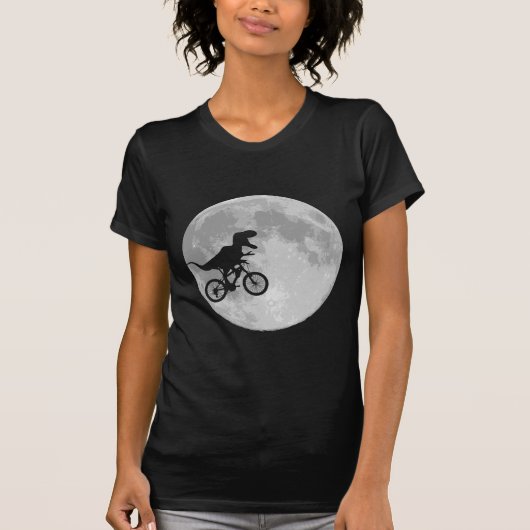 Dinosaur op een bike in Sky met maan T-shirt (Voorkant)