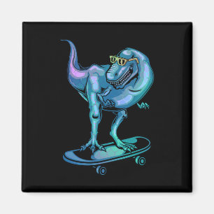 Dinosaur Op Skateboard Skateboard Dinosaur Uitrust Magneet