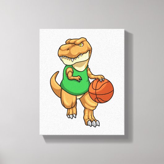 Dinosaur op sport met Basketball Canvas Afdruk (Voorkant)