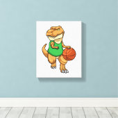 Dinosaur op sport met Basketball Canvas Afdruk (Insitu (Houten vloer))