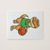 Dinosaur op sport met Basketball Legpuzzel (Horizontaal)