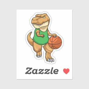 Dinosaur op sport met Basketball Sticker