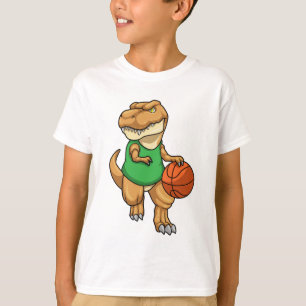 Dinosaur op sport met Basketball T-shirt