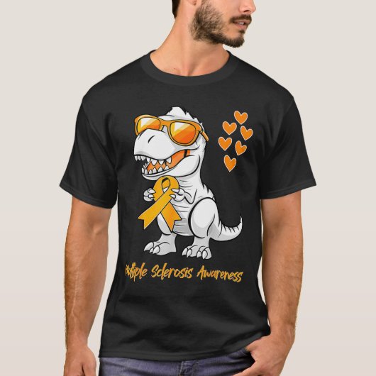 Dinosaur Orange Ribbon Support Multiple Sclerosis  T-shirt (Voorkant)