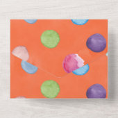 Dinosaur Oranje Waterverf Birthday Party All In One Uitnodiging (Achterkant)