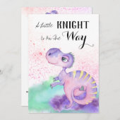 ** Dinosaur Paarse Yellow Dragon Baby Shower Kaart (Voorkant / Achterkant)