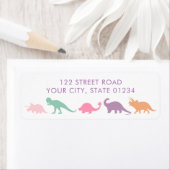 Dinosaur Parade, Jewel Tones Custom Address Etiket (Insitu)