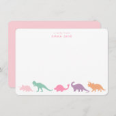 Dinosaur Parade, Jewel Tones gepersonaliseerd Notitiekaartje (Voorkant / Achterkant)
