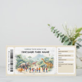 Dinosaur Park Ticket Gift Certificate Template Kaart (Staand voorkant)