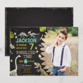 Dinosaur Party Boy Fossil Dino Dig Birthday Kaart (Voorkant / Achterkant)