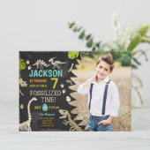 Dinosaur Party Boy Fossil Dino Graaf Verjaardag Kaart (Staand voorkant)