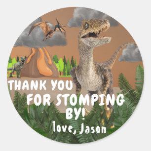 Dinosaur party Cool T rex bedankt Ronde Sticker