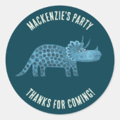 Dinosaur Party Dank u Ronde Sticker (Voorkant)