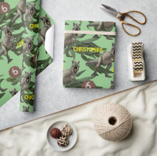 Dinosaur Party Kids Birthday Trex Cadeaupapier