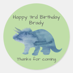 Dinosaur Party Triceratops Groen Ronde Sticker
