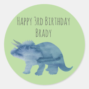 Dinosaur Party Triceratops Ronde Sticker
