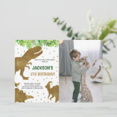 Dinosaur Party-uitnodigingen voor kinderen Kaart (Staand voorkant)