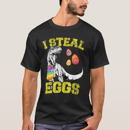 Dinosaur Paster I Steal Eggs Rabbit Tradition Hunt T-shirt (Voorkant)