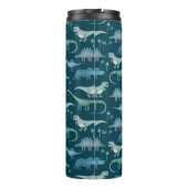 Dinosaur Pattern Blauwgroen Green Thermosbeker (Achterkant)