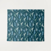 Dinosaur Pattern Blauwgroen Green Wandkleed (Voorkant (horizontaal))