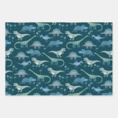 Dinosaur Pattern Blauwgroen Inpakpapier Vel (Voorkant)