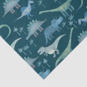 Dinosaur Pattern Blauwgroen Tissuepapier (Detail)