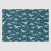 Dinosaur Pattern Blauwgroen Tissuepapier (Voorkant)