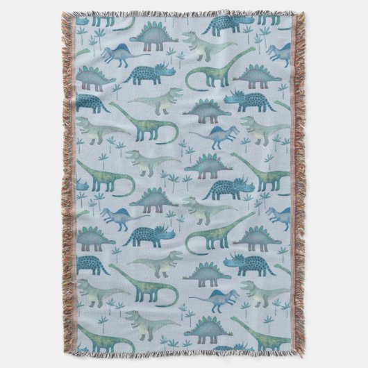 Dinosaur Pattern Blue Deken (Voorkant Verticaal)