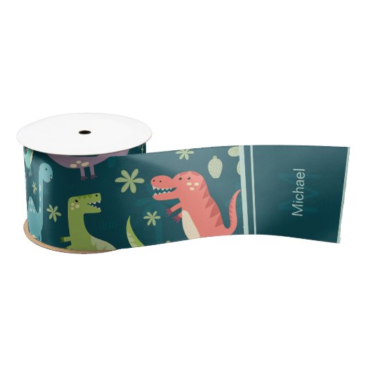 Dinosaur Pattern Blue Monogrammed Kind Boy Party Lint (Spoel)