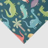 Dinosaur Pattern Blue Monogrammed Kind Boy Party Tissuepapier (Detail)