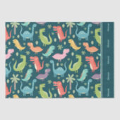 Dinosaur Pattern Blue Monogrammed Kind Boy Party Tissuepapier (Voorkant)