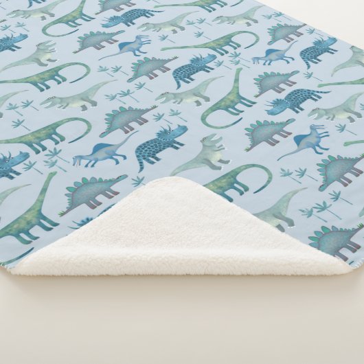 Dinosaur Pattern Blue Sherpa Deken (3/4)