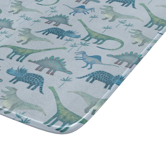 Dinosaur Pattern Blue Snijplank (Hoek)