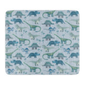 Dinosaur Pattern Blue Snijplank (Voorkant)