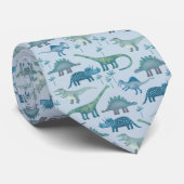 Dinosaur Pattern Blue Stropdas (Opgerold)