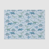 Dinosaur Pattern Blue Tissue Paper Tissuepapier (Voorkant)