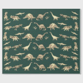Dinosaur Pattern Green Cadeaupapier (Vlak)