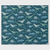 Dinosaur Pattern Green Cadeaupapier (Vlak)