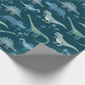 Dinosaur Pattern Green Cadeaupapier (Hoek)