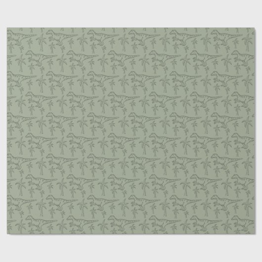 Dinosaur Pattern Modern Boy Dino Jungle Sage Green Cadeaupapier (Vlak)