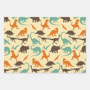 Dinosaur Pattern Silhouette Inpakpapier Vel